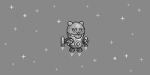  :3 anthro bandai_namco chibi digimon digital_media_(artwork) espimon fenrimon flying greyscale jet_pack monochrome pixel_(artwork) solo 