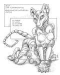  anthro claws dasyuromorph english_text female flinters hi_res machine mammal marsupial nipples plushie robot solo text thylacine 