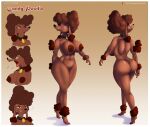  5_fingers 5_toes anthro areola big_breasts big_butt black_nose bodily_fluids breasts brown_areola brown_body brown_eyes brown_fur brown_hair brown_nipples butt candy_poodle canid canine canis collar colored_nails digital_media_(artwork) domestic_dog el-loko english_text feet female fingers frown fur genitals hair half-closed_eyes hi_res looking_at_viewer mammal nails narrowed_eyes navel nipples nude open_mouth poodle pussy rear_view simple_background solo standing teeth text thick_thighs toes tongue yelling 