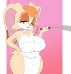  absurd_res anthro apron apron_only big_breasts breasts cleavage clothed clothing female hi_res kappa_spark lagomorph leporid looking_at_viewer mammal mostly_nude rabbit sega solo sonic_the_hedgehog_(series) spatula tools vanilla_the_rabbit yellow_eyes 