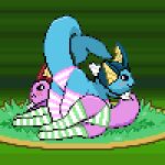  ambiguous/ambiguous ambiguous_gender ass_up blue_body blush butt clothing digital_media_(artwork) duo eeveelution feral grass legwear looking_back lying mammal nintendo on_side on_top panties pink_body pixel_(artwork) plant pok&eacute;mon pok&eacute;mon_(species) presenting presenting_hindquarters raised_tail shiny_pok&eacute;mon stockings underwear vaporeon video_games zabozamojo 