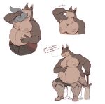  abdominal_bulge anthro belly big_belly brown_body brown_fur canid canine canis color_edit colored darkcresentskymin darknut dialogue duo edit flatsfag fur hand_on_stomach jackal male male_pred mammal melee_weapon multicolored_body muscular muscular_male neck_bulge nintendo one_eye_closed open_mouth oral_vore orange_sclera pecs same_size_vore simple_background sword the_legend_of_zelda two_tone_body video_games vore weapon white_background wind_waker 