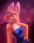  absurd_res anthro canid canine clothing diane_foxington dreamworks dress eyebrow_piercing facial_piercing female fox funktilda hand_on_hip hi_res mammal piercing smile solo the_bad_guys 