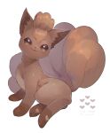  animal_focus blush brown_eyes brown_fur commentary_request fangs full_body heart highres kikuyoshi_(tracco) no_humans pokemon pokemon_(creature) signature solo vulpix white_background 