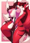  absurd_res anthro areola big_breasts blush breasts canid canine clothing female fingers fox fur genitals hair hi_res looking_at_viewer mammal pussy smile solo swimwear tailzkim 