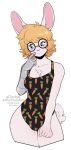  2022 alpha_channel anthro blue_eyes breasts clothed clothing digital_media_(artwork) eyewear female glasses hair hi_res kittydee lagomorph leporid mammal rabbit simple_background solo transparent_background 