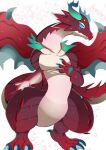  blush claws dragon dragonmaid_(yu-gi-oh) dragonmaid_tinkhec dragonryuusuki duel_monster female feral finger_claws hi_res horn konami red_body red_scales scales scalie solo toe_claws wings yu-gi-oh 