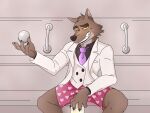  anthro canid canine canis clothing dreamworks glass hi_res looking_at_viewer male malphs mammal mr._wolf_(the_bad_guys) necktie smile solo the_bad_guys underwear wolf 