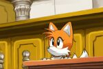  ace_attorney anthro astro_(0503090) canid canine capcom dipstick_tail eyelashes fox fur male mammal markings miles_prower multicolored_body multicolored_fur sega smile solo sonic_the_hedgehog_(series) tail_markings two_tone_body two_tone_fur video_games 