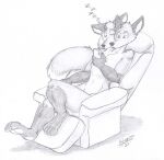  adamios anthro canid canine cellphone chair conjoined duo fox furniture hi_res looking_at_object looking_at_phone male male/male mammal multi_head pawpads phone recliner sitting sleeping 
