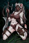  anthro breasts clothed clothing female fur hair hasbro hi_res ink-eyes johnfoxart magic:_the_gathering mammal mask melee_weapon murid murine rat rodent solo weapon white_body white_fur wizards_of_the_coast 