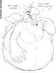  anthro avian beak belly bird bodily_fluids breath_of_the_wild dialogue fidchellvore kass_(tloz) lying male monochrome mouth_shot nintendo on_front open_mouth oral_vore rito saliva sketch solo the_legend_of_zelda video_games vore watermark 