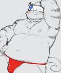  2022 anthro asian_clothing belly big_belly blush bulge clothing east_asian_clothing felid fundoshi hi_res humanoid_hands japanese_clothing kemono male mammal moobs navel nipples overweight overweight_male pantherine red_clothing red_fundoshi red_underwear shiike999 simple_background sketch solo tiger underwear 