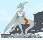  absurd_res ambiguous_gender anthro blue_eyes bottomwear clothing crossed_legs dragon femboy_hooters hi_res hotpants looking_at_viewer paarthurnax ratopombo scalie shirt shorts snow solo tank_top text topwear trans_(lore) 