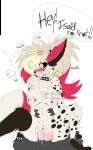  anthro anthro_on_anthro balls blush bodily_fluids breasts brown_body brown_fur canid canid_demon chichixxx18 claws crymini_(hazbin_hotel) demon dialogue duo ear_piercing faceless_character faceless_male fangs female female_penetrated fur genital_fluids genitals grey_body grey_fur hair hazbin_hotel hellhound hi_res knot looking_pleasured male male/female male_penetrating male_penetrating_female mammal multicolored_body multicolored_fur multicolored_hair nipple_piercing nipples on_bottom on_top open_mouth penetration penis piercing pink_body pink_eyes pink_fur pink_hair pussy_juice reverse_cowgirl_position saliva sex speech_bubble two_tone_body two_tone_fur two_tone_hair vaginal vaginal_penetration vein veiny_penis white_body white_fur white_hair 