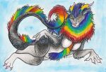  anthro asian_mythology breasts dragon east_asian_mythology eastern_dragon female mythology rainbow_pride_colors shiverz solo 