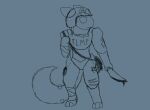  absurd_res anthro armor bandage fur headgear helmet hi_res katzuwu machine male protogen robot screen screen_face simple_background solo t.l.m.f 