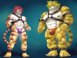  abs absurd_res anthro bulge clothing duo felid fur hair harness hi_res leather leather_harness lifewonders macan_(tas) male mammal muscular muscular_anthro muscular_male nipples nomad_(tas) orange_body orange_fur pantherine pecs red_hair speedo striped_body striped_fur stripes swimwear tiger tokyo_afterschool_summoners video_games x-zudomon yellow_body yellow_fur 