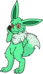  2022 angelthegamer anthro biped brown_body brown_eyes brown_feet brown_fur brown_nose brown_pawpads brown_paws cheek_tuft claws claws_out closed_mouth closed_smile eevee eyelashes facial_tuft fan_character female fluffy fluffy_chest fluffy_fur fluffy_tail freckles fur fur_markings fur_tuft green_body green_feet green_fur green_tail hand_behind_back hand_on_face hand_on_head hi_res looking_at_viewer markings minty_(angelthegamer) multicolored_body multicolored_feet multicolored_fur multicolored_tail mutlicolored_chest neck_tuft nintendo pawpads pok&eacute;mon pok&eacute;mon_(species) pupils smile smiling_at_viewer solo spots spotted_body spotted_feet spotted_fur spotted_markings spotted_tail standing tail_markings toe_claws tuft video_games 