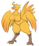  anthro avian beak big_breasts bird bird_feet breasts chocobo curvy_figure feathers featureless_breasts female final_fantasy green_eyes guide_lines hi_res looking_aside simple_background sketch smile snappygrey solo square_enix tail_feathers thick_thighs video_games voluptuous white_background wide_hips winged_arms wings yellow_body yellow_feathers 