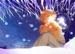  branch field fubuki_atsuya hinata_(hinata123) inazuma_eleven inazuma_eleven_(series) male_focus night snow snowflakes solo star_trail tears 