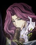  1girl :&gt;= adjusting_hair censored code_geass cornelia_li_britannia cum cum_in_mouth ejaculation fellatio gloves hetero incest oral penis pov purple_hair schneizel_el_britannia warainaku 