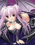  alto_seneka boots brandish_(h_manga) breasts covered_nipples cum demon_girl highres large_breasts purple_hair red_eyes solo succubus tail thigh_boots thighhighs tongue twintails twiska wings 