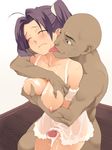  1girl after_sex ahoge arm_garter bald black_eyes blush breast_grab breasts censored chemise cleavage closed_eyes clothed_female_nude_male clothed_sex copyright_request cum cumdrip dark_skin dark_skinned_male frown grabbing groping head_tilt hetero hug hug_from_behind interracial large_breasts licking lingerie mosaic_censoring muscle negligee nipples nora_higuma nude penis purple_hair pussy_juice rape saliva see-through skindentation standing tears thigh_sex tongue tongue_out twintails unaligned_breasts underwear underwear_only wince wooden_floor 