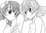  artist_request graphite_(medium) greyscale handjob himuro_fuu lowres monochrome multiple_girls nude penis sketch sketchbook_full_colors tanabe_ryou traditional_media 
