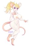  2022 5_fingers absurd_res anthro areola breasts digital_media_(artwork) ear_piercing eyebrows eyelashes female fingers genitals hair hi_res kitsuumi looking_at_viewer mammal nipples nude piercing pussy rodent simple_background solo white_background 