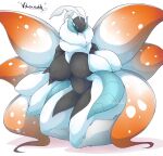  anthro arthropod blue_eyes breasts featureless_breasts female frosmoth hi_res hybrid insect nintendo pok&eacute;mon pok&eacute;mon_(species) simple_background solo video_games volcarona white_background white_body wings xenochelle 