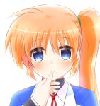  2girls blue_eyes blush fate_testarossa female_pov heart heart-shaped_pupils imminent_kiss kerorokjy lyrical_nanoha mahou_shoujo_lyrical_nanoha_strikers multiple_girls orange_hair pov side_ponytail symbol-shaped_pupils takamachi_nanoha tsab_air_military_uniform tsab_executive_military_uniform yuri 