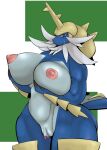  absurd_res anthro big_breasts big_clitoris breasts clitoris erect_clitoris female genitals hi_res holding_breast muscular muscular_female nintendo pok&eacute;mon pok&eacute;mon_(species) samurott san_ruishin solo standing video_games 