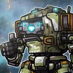  blue_eyes bt-7274 embers glowing glowing_eye jazz_jack lowres mecha no_humans one-eyed science_fiction solo thumbs_up titanfall_(series) titanfall_2 