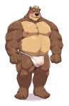  2022 absurd_res anthro asian_clothing belly big_belly black_nose blush brown_body bulge clothing east_asian_clothing fundoshi hi_res humanoid_hands japanese_clothing jumperbear kemono male mammal moobs musclegut nipples overweight overweight_male simple_background solo underwear ursid white_background white_clothing white_fundoshi white_underwear 