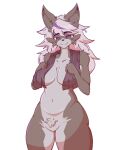  anthro canid canine canis covered_nipples coyote eclipse female fur grey_body grey_fur hair hi_res jackson_(tylerbowser914) mammal pubes solo towel white_hair 