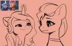  duo earth_pony equid equine eyelashes female feral freeedon half-closed_eyes hasbro horn horse izzy_moonbow_(mlp) mammal mlp_g5 monochrome my_little_pony narrowed_eyes pony screencap smile smug sunny_starscout_(mlp) unicorn 