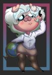  anthro big_butt big_eyes breasts butt chubby_female clothing cosplay domestic_pig eyewear female glasses hair hi_res legwear lenses linyxart mammal pig_nose pigtails professor short_hair short_stack size_difference small_breasts smaller_female solo stockings suid suina sus_(pig) 
