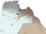  0ottotto0 2013 anthro biped black_nose brown_body duo embrace eyes_closed hug humanoid_hands kemono kissing male mammal overweight simple_background ursid 
