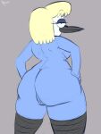  absurd_res anthro avian beak big_butt bird blonde_hair blue_body blue_fur breasts butt cartoon_network female fur genitals hair hi_res hilary_(regular_show) mature_female multicolored_body multicolored_fur pussy regular_show solo thick_thighs tool01k two_tone_body two_tone_fur white_body white_fur 