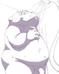  0ottotto0 2017 anthro balls bathing belly big_belly biped common_hippopotamus flaccid genitals hi_res hippopotamid humanoid_hands kemono male mammal navel overweight overweight_male penis solo 