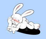  anthro blush fur hi_res impatient jellycakeslice lagomorph leporid long_ears male mammal max_(sam_and_max) rabbit sam_and_max short_stack solo white_body white_fur 