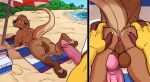 absurd_res anthro anus balls beach beach_towel brown_body brown_fur butt cooler duo feet fingers fur genitals hi_res licking licking_lips licking_own_lips lizard lutrine male male/male mammal mustelid pawpads paws penis perineum pink_penis purple_body purple_scales raised_tail reptile sand scales scalie sea seaside self_lick sharkiedude spencer_(spencer) spiral_(thespiralaim) spread_butt spreading tongue tongue_out towel umbrella water yellow_body yellow_scales 