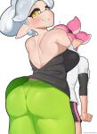 big_butt bottomwear breasts butt cephalopod clothed clothing duo ear_piercing ear_ring female gatotorii hi_res inkling larger_female marie_(splatoon) marine mollusk nintendo pants piercing shirt simple_background size_difference splatoon topwear video_games white_background 