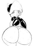  big_butt bio-android_(dragon_ball) butt cell_jr dragon_ball dragon_ball_z hi_res humanoid looking_back male monochrome presenting presenting_hindquarters smile solo thecon thick_thighs wide_hips 