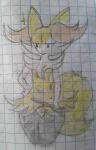  ambiguous_gender anthro big_ears black_body black_legs black_nose braixen canid canine colored_sketch ear_tuft el_furrista fluffy fluffy_tail front_view fur hand_on_hip holding_object holding_stick legs_together looking_down mammal multicolored_body multicolored_fur nintendo notebook_paper_background pear-shaped_figure pok&eacute;mon pok&eacute;mon_(species) red_eyes shoulder_tuft sketch slim solo sparkles stick traditional_media_(artwork) tuft video_games white_arms white_body white_fur wide_hips yellow_body yellow_fur yellow_tail 