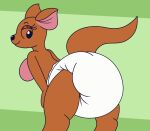  animate_inanimate animated anthro breasts butt diaper disney female green_background kanga kangaroo living_plushie looking_back macropod mammal marsupial mature_anthro mature_female nyxiettenyxstar plushie raised_tail rear_view shaking_butt simple_background solo winnie_the_pooh_(franchise) 