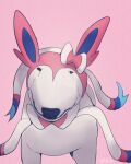  2022 ambiguous_gender beady_eyes blue_body blue_fur boke_(artist) digital_drawing_(artwork) digital_media_(artwork) dot_eyes eeveelution feral fur humor meme nintendo pink_body pink_fur pok&eacute;mon pok&eacute;mon_(species) ribbons signature simple_background small_eyes snout solo sylveon video_games white_body white_fur 