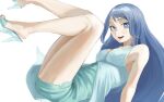  1girl absurdres blue_dress blue_eyes blue_hair boku_no_hero_academia breasts cleavage collarbone dress feet feet_up fengling_(furin-jp) floating hadou_nejire high_heels highres large_breasts legs long_hair looking_at_viewer open_mouth simple_background smile solo thighs white_background 