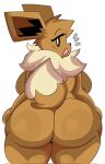  anthro back_boob big_breasts big_butt breasts brown_body butt dipstick_tail eevee female hi_res lewd_dorky looking_at_viewer looking_back markings neck_tuft nintendo nude open_mouth pok&eacute;mon pok&eacute;mon_(species) solo tail_markings thick_thighs tuft video_games wide_hips 